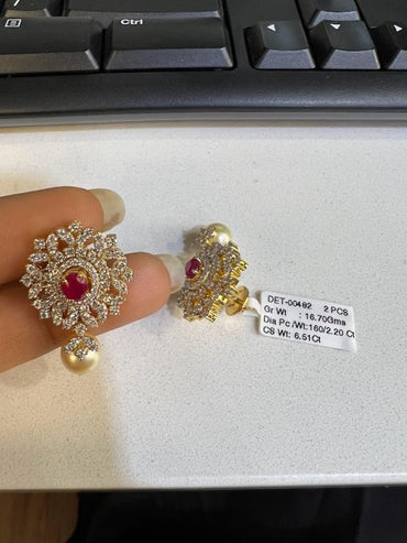 DIAMOND-EAR TOPS,18K (DET-00482)