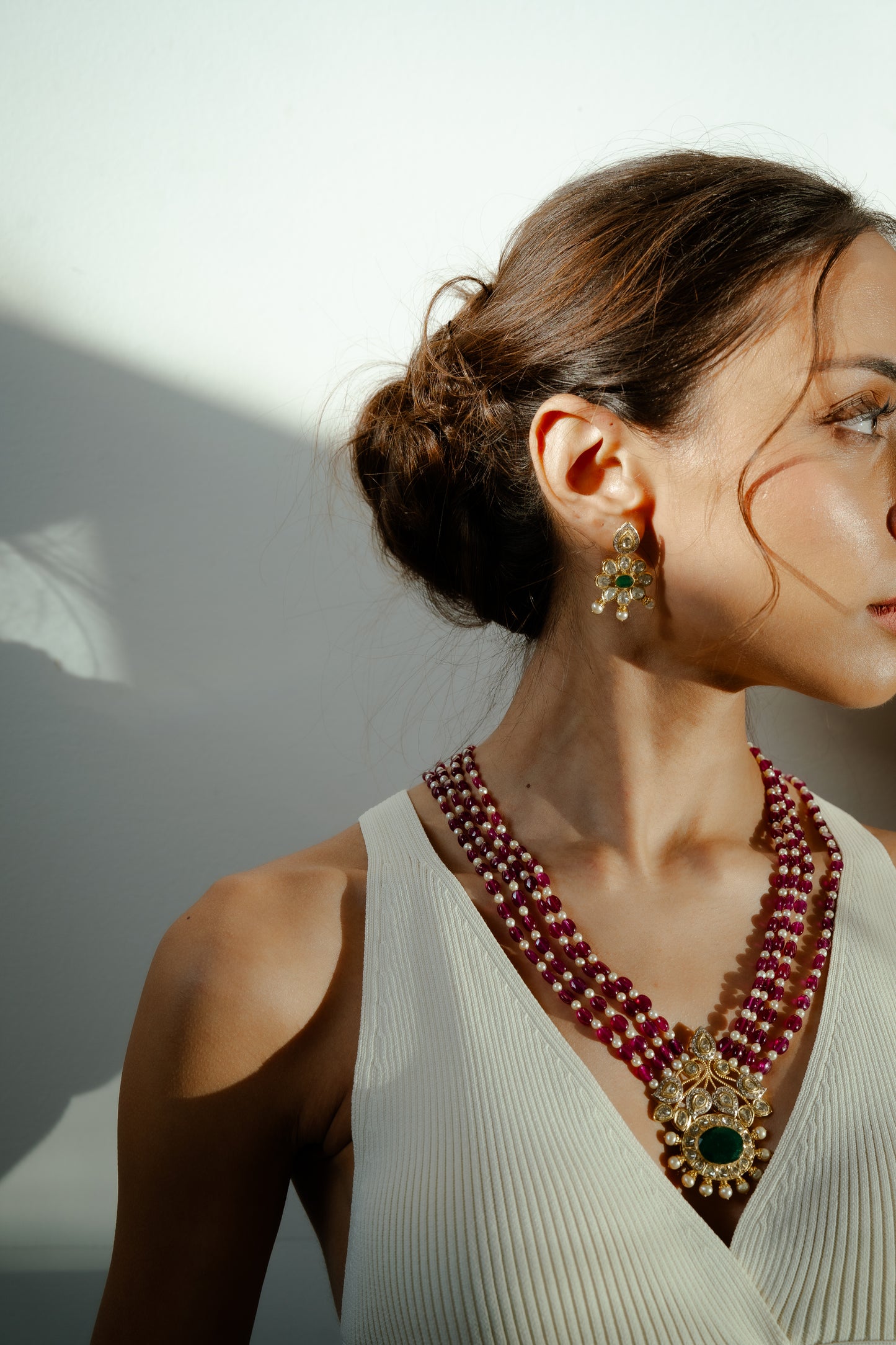 POLKI, DIAMONDS & EMERALD RUBY MALA