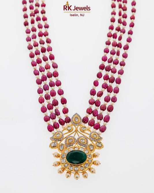 POLKI, DIAMONDS & EMERALD RUBY MALA