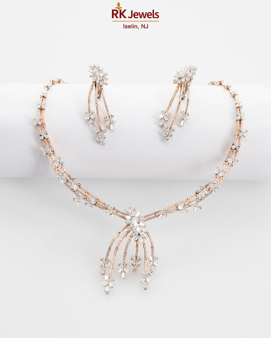 ROSE GOLD DIMAOND NECKLACE SET